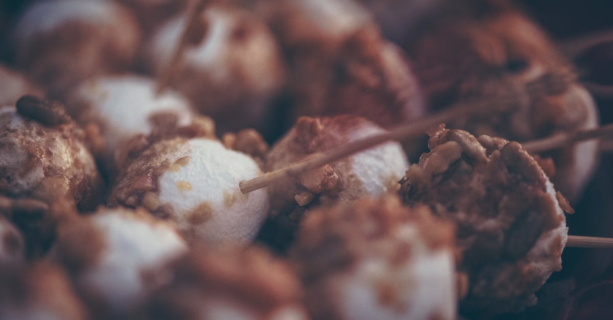 Homemade marshmallows not roasting, just melting - Stick Foods in Shallow Photo