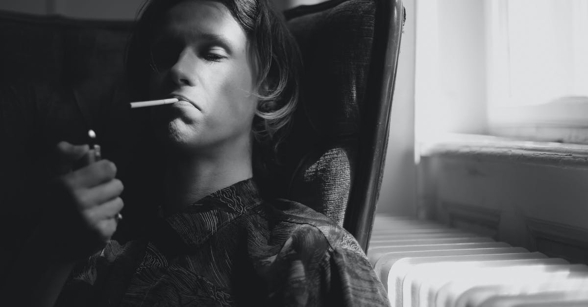 home-made smoker - Thoughtful man lighting cigarette in room