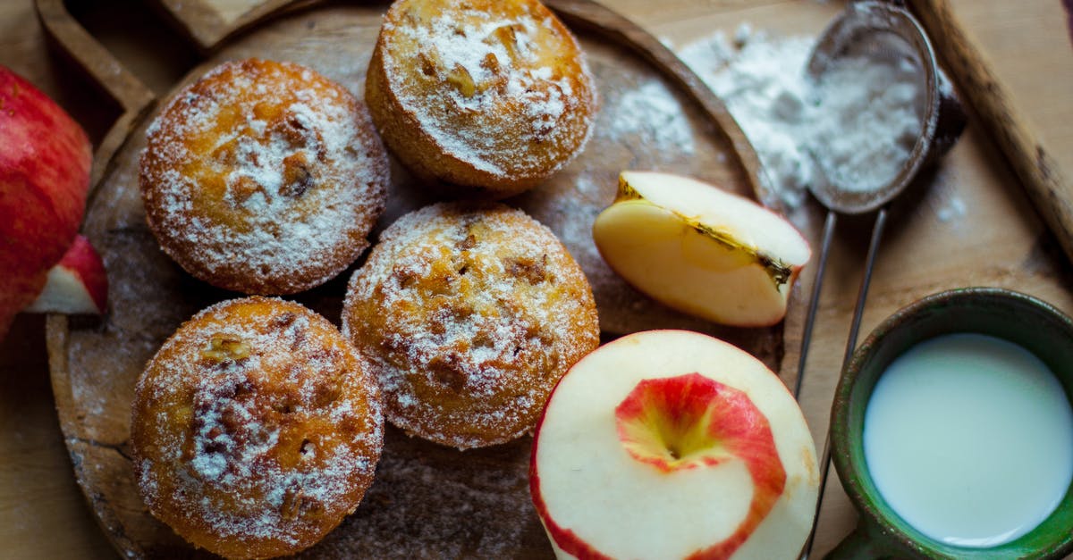 Homemade soy milk powder, or other plant-based milk powder - Sweet dessert with fresh apples on wooden board Homemade soy milk powder, or other plant-based milk powder - Sweet dessert with fresh apples on wooden board