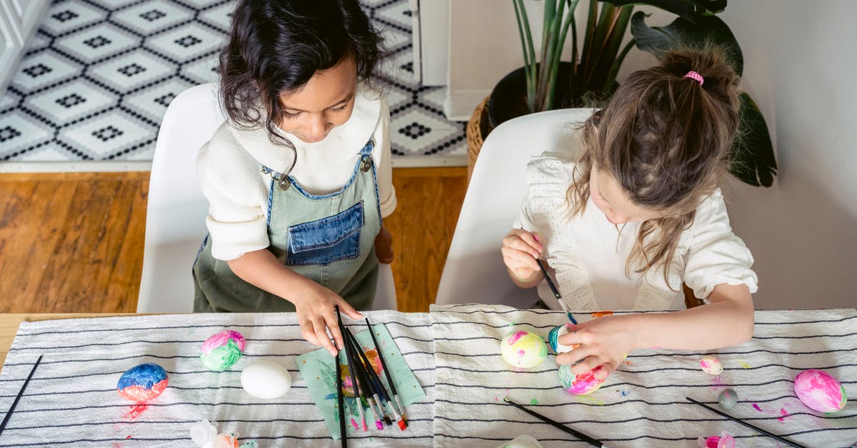 How can I create a scotch egg with a runny yolk? - From above of concentrated multiracial girls painting eggs with paintbrushes while sitting at table with textile during Easter holiday at home How can I create a scotch egg with a runny yolk? - From above of concentrated multiracial girls painting eggs with paintbrushes while sitting at table with textile during Easter holiday at home
