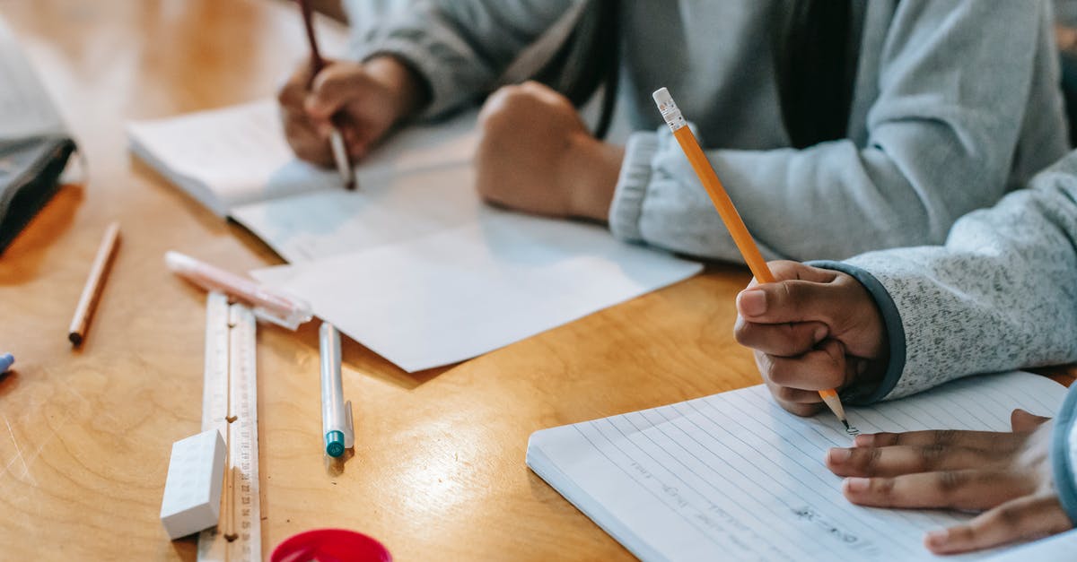 How can I learn to sharpen my Japanese knives properly? - Crop pupils writing in copybook on desk How can I learn to sharpen my Japanese knives properly? - Crop pupils writing in copybook on desk