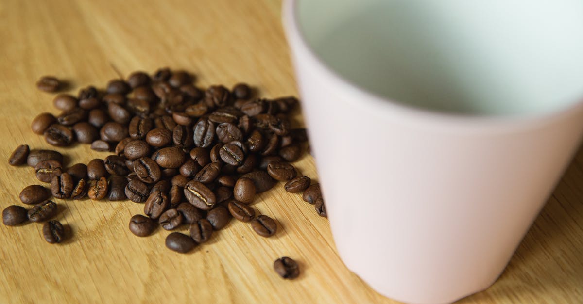 How can I make coffee syrup with caramel taste? - From above of empty mug and coffee beans on wooden table prepared for making coffee How can I make coffee syrup with caramel taste? - From above of empty mug and coffee beans on wooden table prepared for making coffee