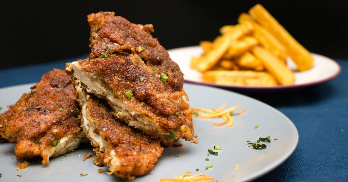 How can I make taro crust scallops without deep frying? - Plates with deep fried meat and french fries How can I make taro crust scallops without deep frying? - Plates with deep fried meat and french fries