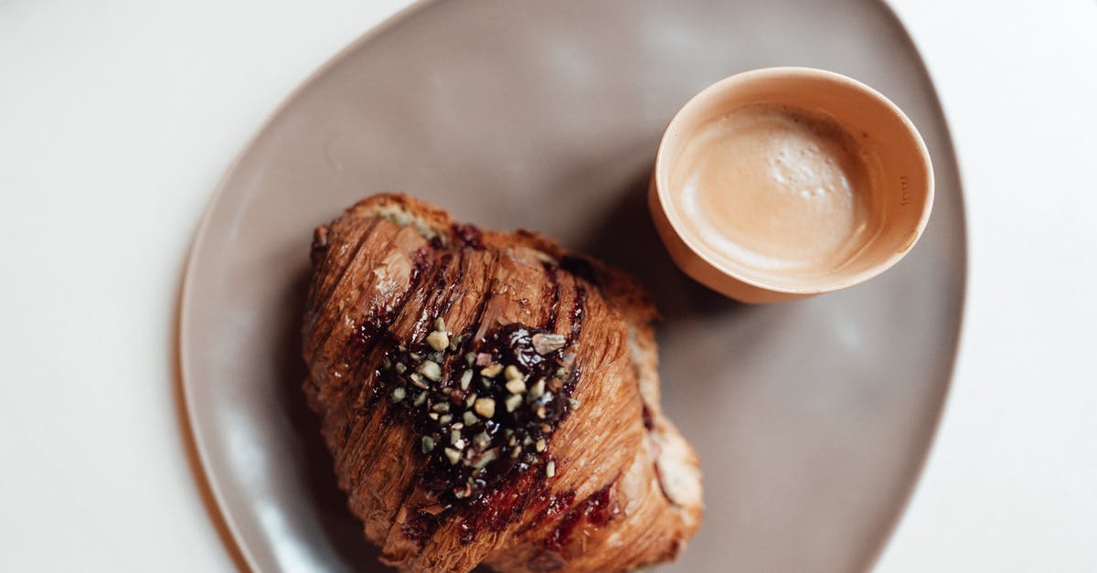 How do bakeries get smooth jam to top their cheesecakes with? - Cup of coffee and delicious croissant placed in plate How do bakeries get smooth jam to top their cheesecakes with? - Cup of coffee and delicious croissant placed in plate