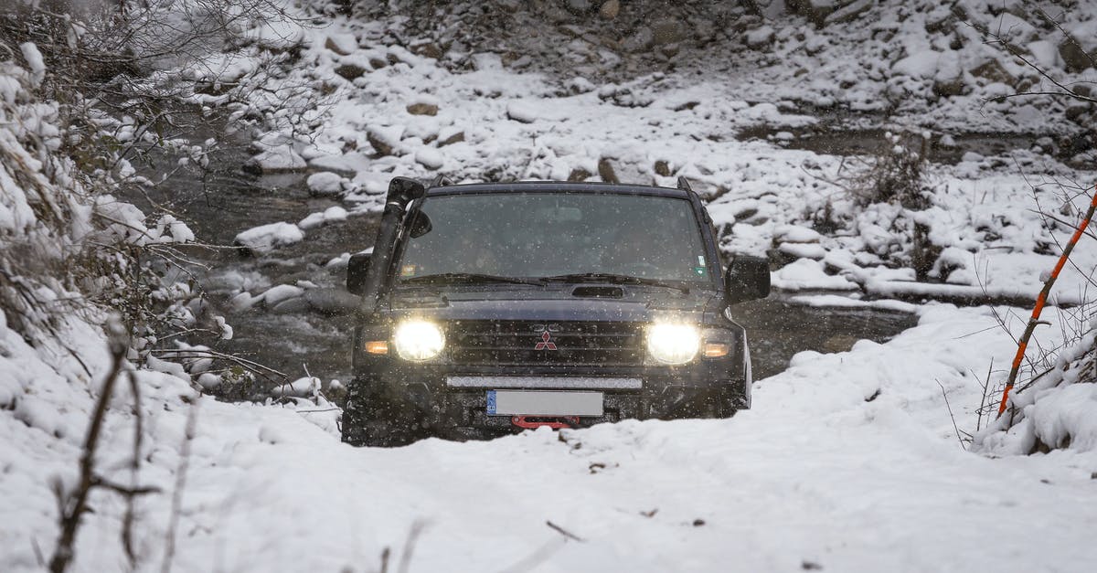 How do I season my new pizza stone? - Car with glowing headlights driving in snow