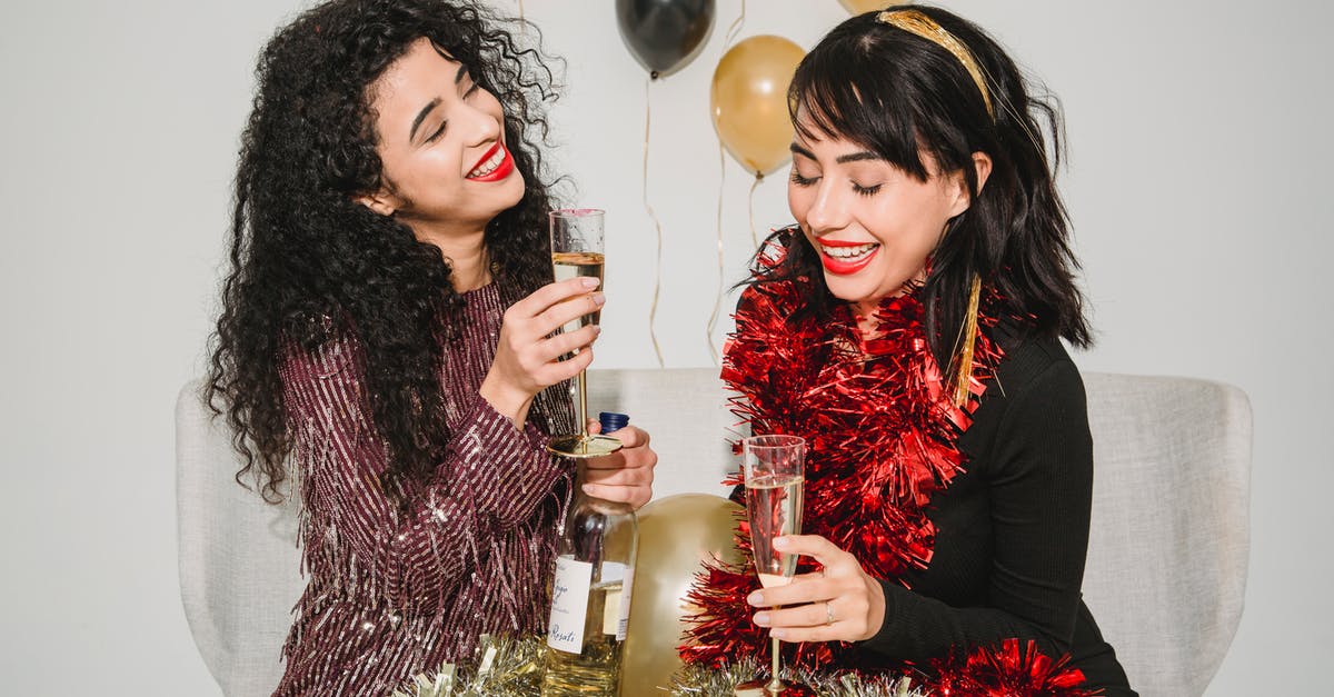 How do you make golden syrup? - Cheerful women with glasses of champagne among balloons How do you make golden syrup? - Cheerful women with glasses of champagne among balloons