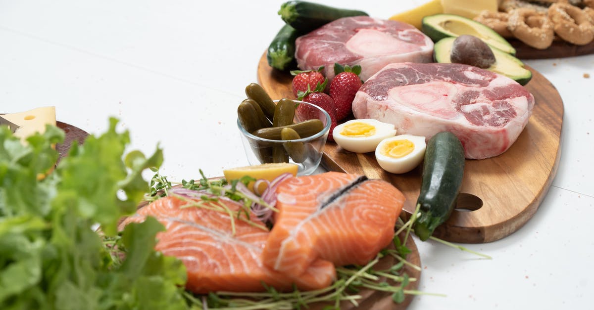 How much beef and seafood should I buy for mixed 12 adult dinner party? - Assorted Fresh Meat and Salmon with Fruits and Vegetables on a Chopping Board How much beef and seafood should I buy for mixed 12 adult dinner party? - Assorted Fresh Meat and Salmon with Fruits and Vegetables on a Chopping Board
