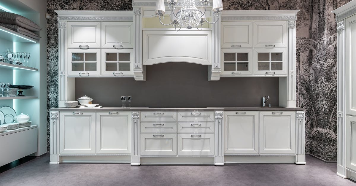 How should I clean anodized cookware? - Interior design of spacious light kitchen with white cupboards and shelves with various kitchenware How should I clean anodized cookware? - Interior design of spacious light kitchen with white cupboards and shelves with various kitchenware