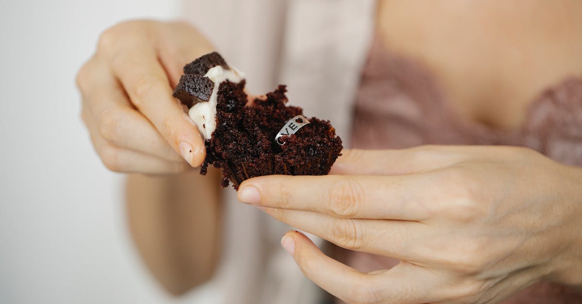 How to convert Ring Cake to Square Cake - Faceless woman showing ring inside chocolate cupcake How to convert Ring Cake to Square Cake - Faceless woman showing ring inside chocolate cupcake