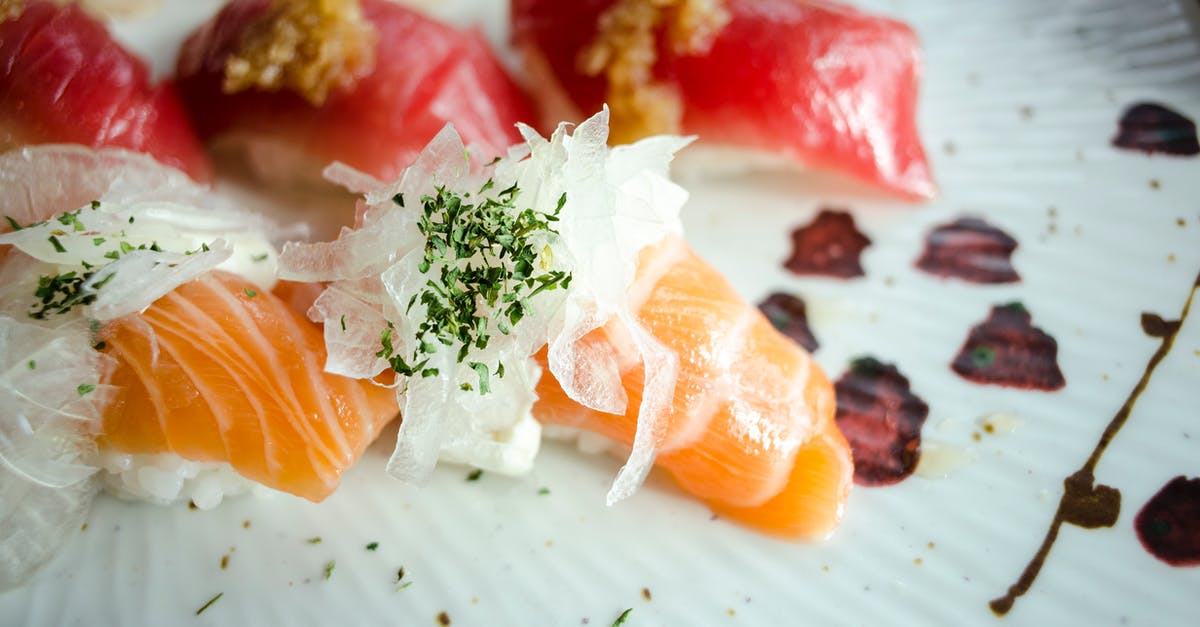 How to fake salmon roe using jello - Japanese Sushi on a Ceramic Plate How to fake salmon roe using jello - Japanese Sushi on a Ceramic Plate