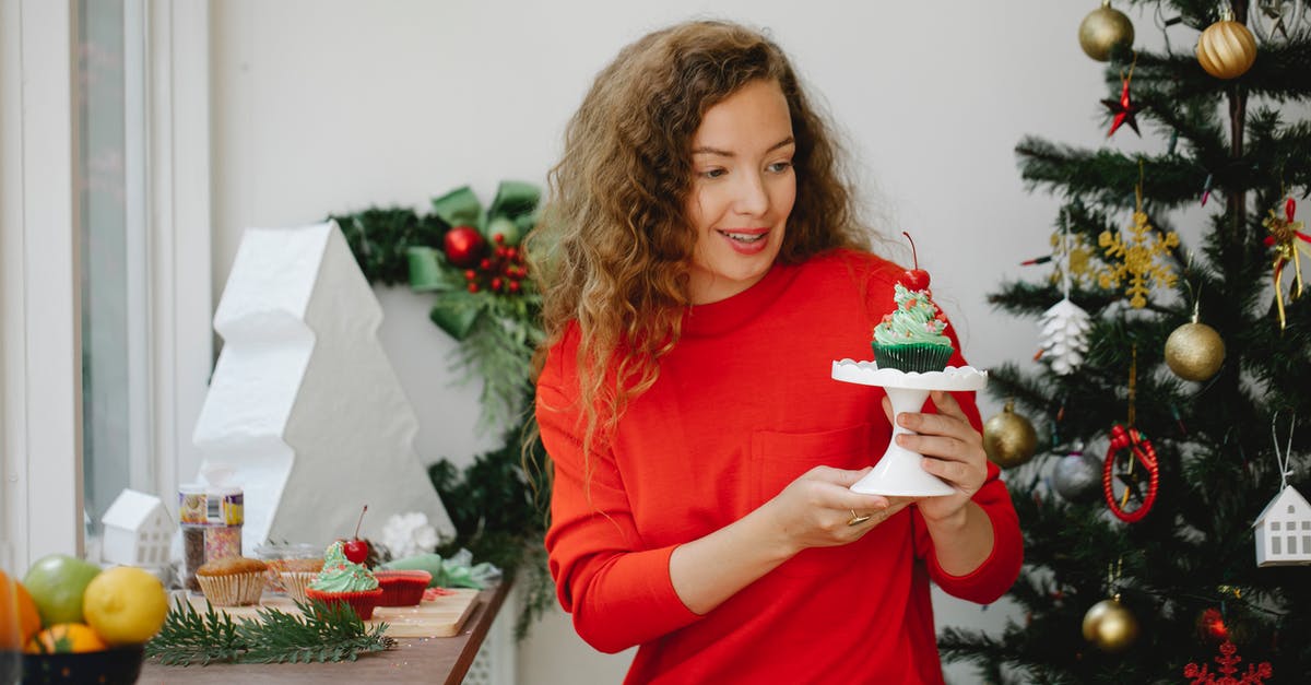 how to get the salty taste out of your cupcake - Cheerful young woman holding stand with cupcake sitting beside decorated fir tree at home how to get the salty taste out of your cupcake - Cheerful young woman holding stand with cupcake sitting beside decorated fir tree at home