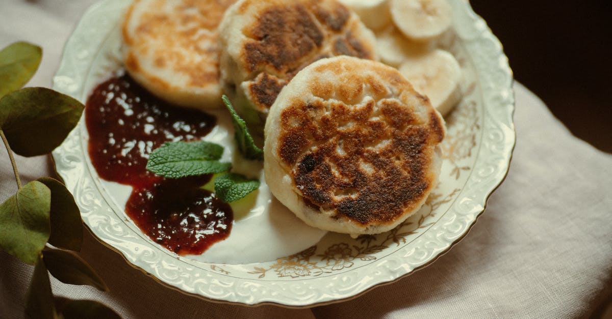 How to make mint sauce - Plate with Pancakes, Jam, Yogurt and Banana How to make mint sauce - Plate with Pancakes, Jam, Yogurt and Banana