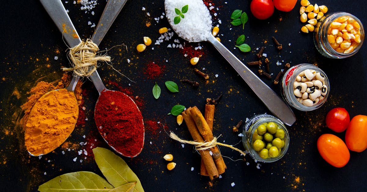 How to prevent salt from releasing from dry cured chicken? - Top view of dry turmeric and paprika near bay leaves with cinnamon sticks and sea salt in spoons near jars with popcorn grains and olives with ripe colorful cherry tomatoes How to prevent salt from releasing from dry cured chicken? - Top view of dry turmeric and paprika near bay leaves with cinnamon sticks and sea salt in spoons near jars with popcorn grains and olives with ripe colorful cherry tomatoes