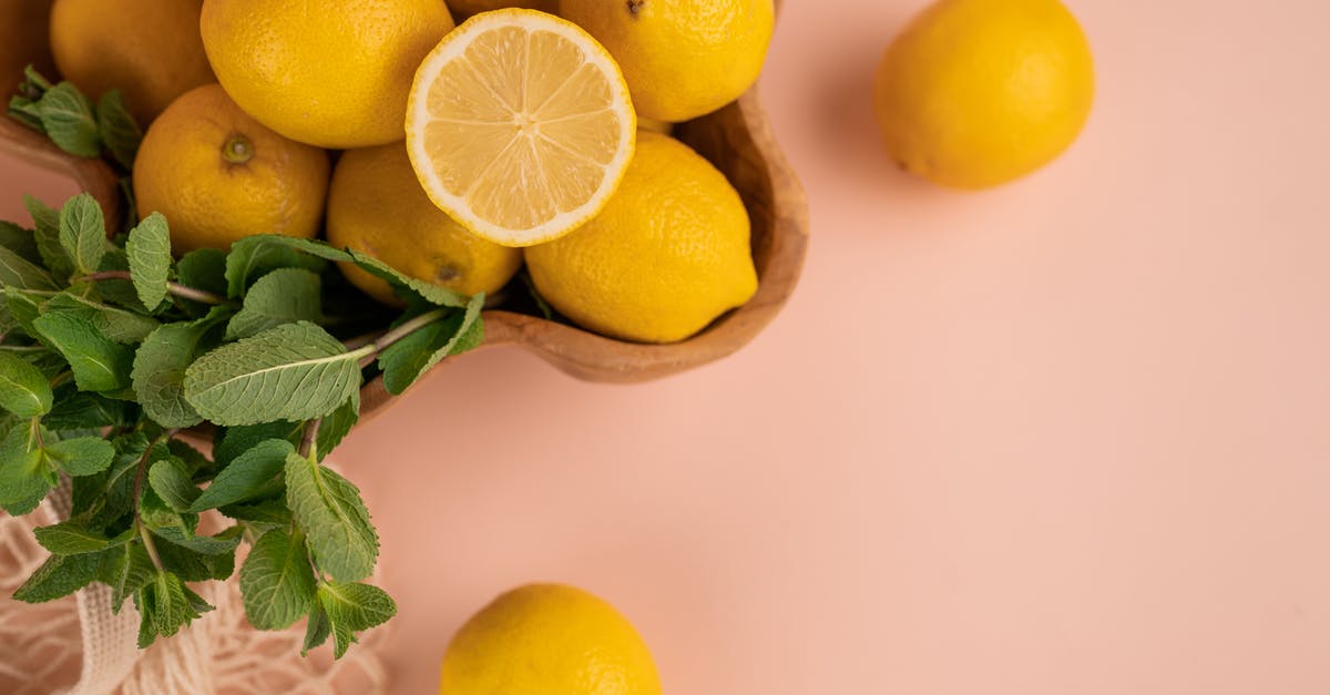 How to reduce the chewiness of fruit leather - Fresh lemons and mint sprigs above zero waste bag How to reduce the chewiness of fruit leather - Fresh lemons and mint sprigs above zero waste bag