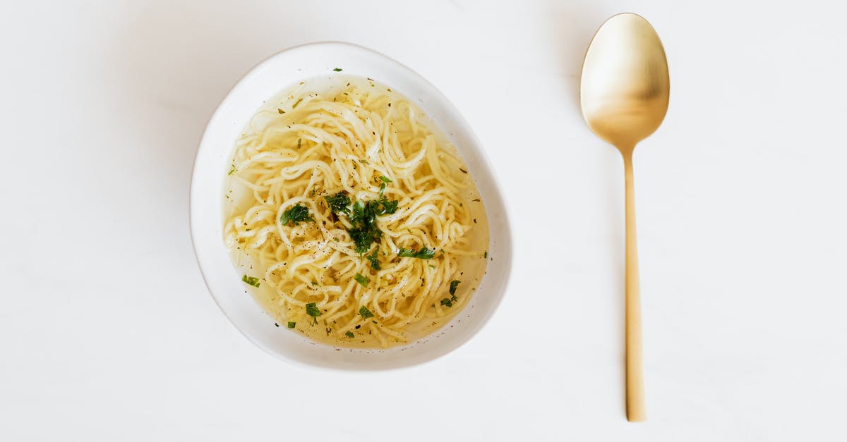 How to substitute chicken broth in a vegetarian soup? - Bowl of noodles with golden spoon How to substitute chicken broth in a vegetarian soup? - Bowl of noodles with golden spoon