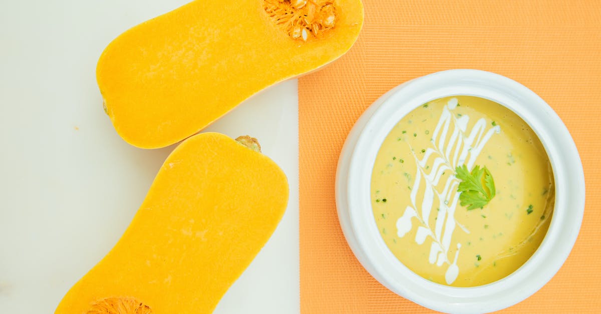 I boiled sliced yellow squash with ravioli, and it turned bluish-green -- why? - Sliced Pumpkin and Soup on White and Yellow Surface