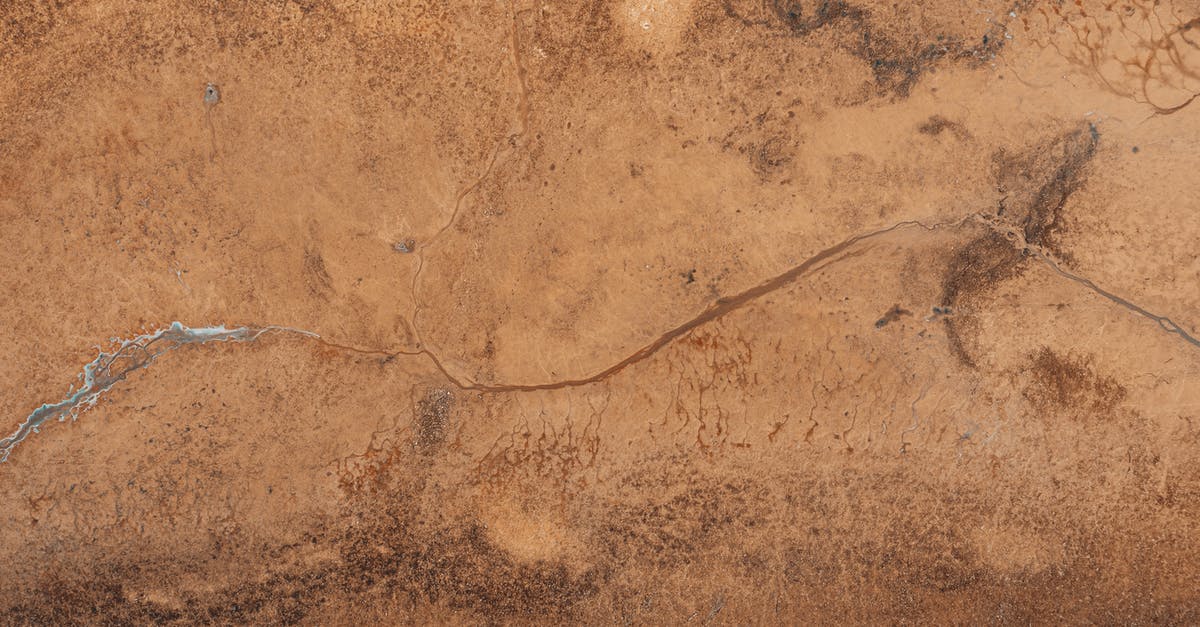 I have a frozen brown bear (roast?) from somewhere in Alaska - Drone view of textured background representing frozen creek on rough brown land with spots in daytime I have a frozen brown bear (roast?) from somewhere in Alaska - Drone view of textured background representing frozen creek on rough brown land with spots in daytime