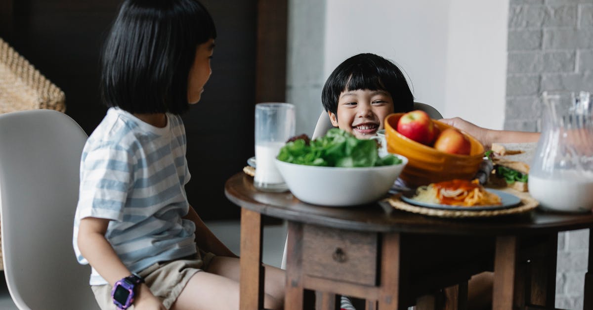 If evaporated milk is mixed with water, does it have the same calcium and vitamin D amounts as regular milk? - Cheerful Asian boy and girl sitting at served table with bowl of fruits and jug of milk in kitchen in breakfast time If evaporated milk is mixed with water, does it have the same calcium and vitamin D amounts as regular milk? - Cheerful Asian boy and girl sitting at served table with bowl of fruits and jug of milk in kitchen in breakfast time