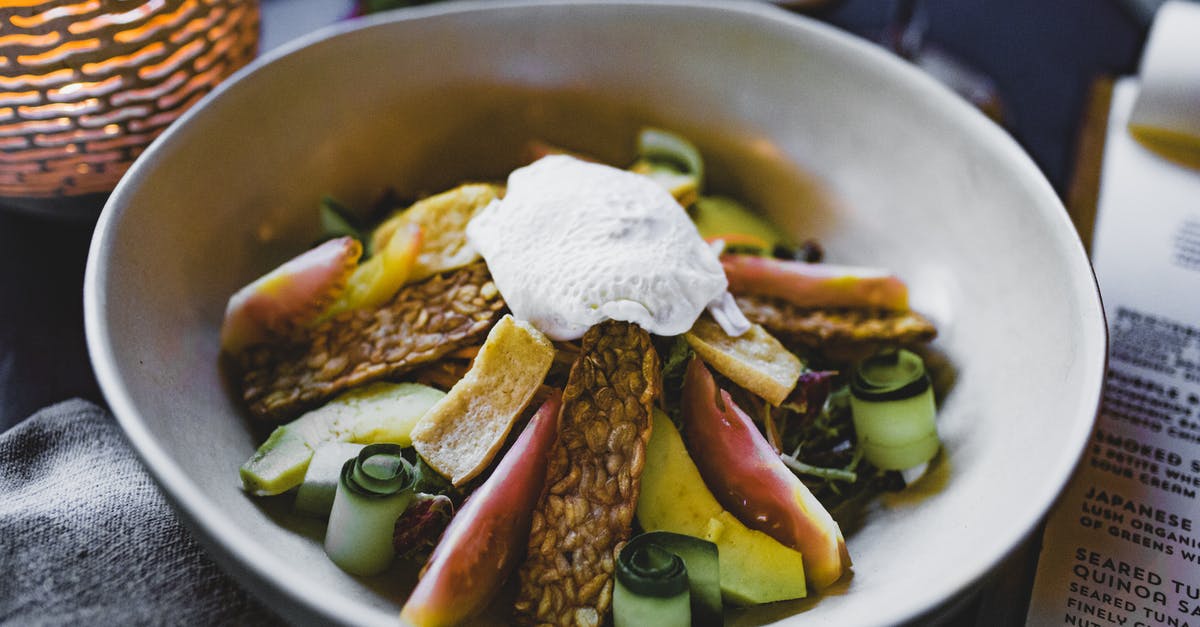 if you fry nuts in vegetable shortening is there still nut allergy risk? - Tasty vegetable salad with avocado and crisps in restaurant if you fry nuts in vegetable shortening is there still nut allergy risk? - Tasty vegetable salad with avocado and crisps in restaurant