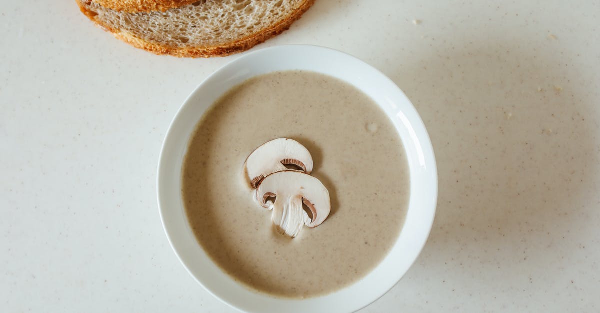 Imitating the flavour of canned cream of mushroom soup - White Ceramic Bowl With White Liquid