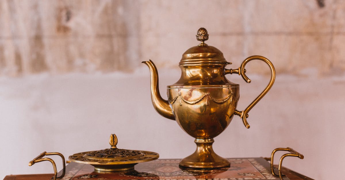Is a corroded copper teapot safe? - Gold Teapot on Black and White Tray Is a corroded copper teapot safe? - Gold Teapot on Black and White Tray