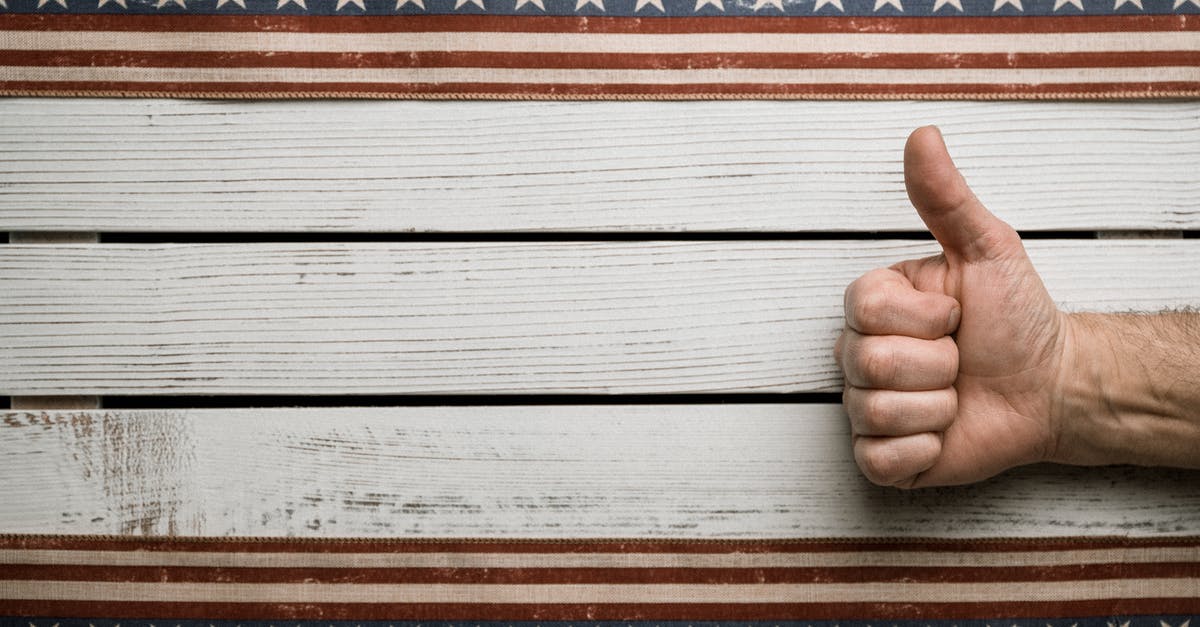 Is a pizza like this unheard of in the USA? - Overhead view of crop unrecognizable male with approve gesture on wooden table between American decoration with stripes and stars Is a pizza like this unheard of in the USA? - Overhead view of crop unrecognizable male with approve gesture on wooden table between American decoration with stripes and stars