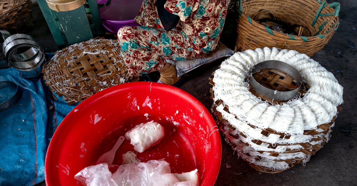 Is it possible to make vegan Yorkshire Puddings? - From above of tool for production of traditional Vietnamese noodles with white dough near plastic container and wicker basket Is it possible to make vegan Yorkshire Puddings? - From above of tool for production of traditional Vietnamese noodles with white dough near plastic container and wicker basket