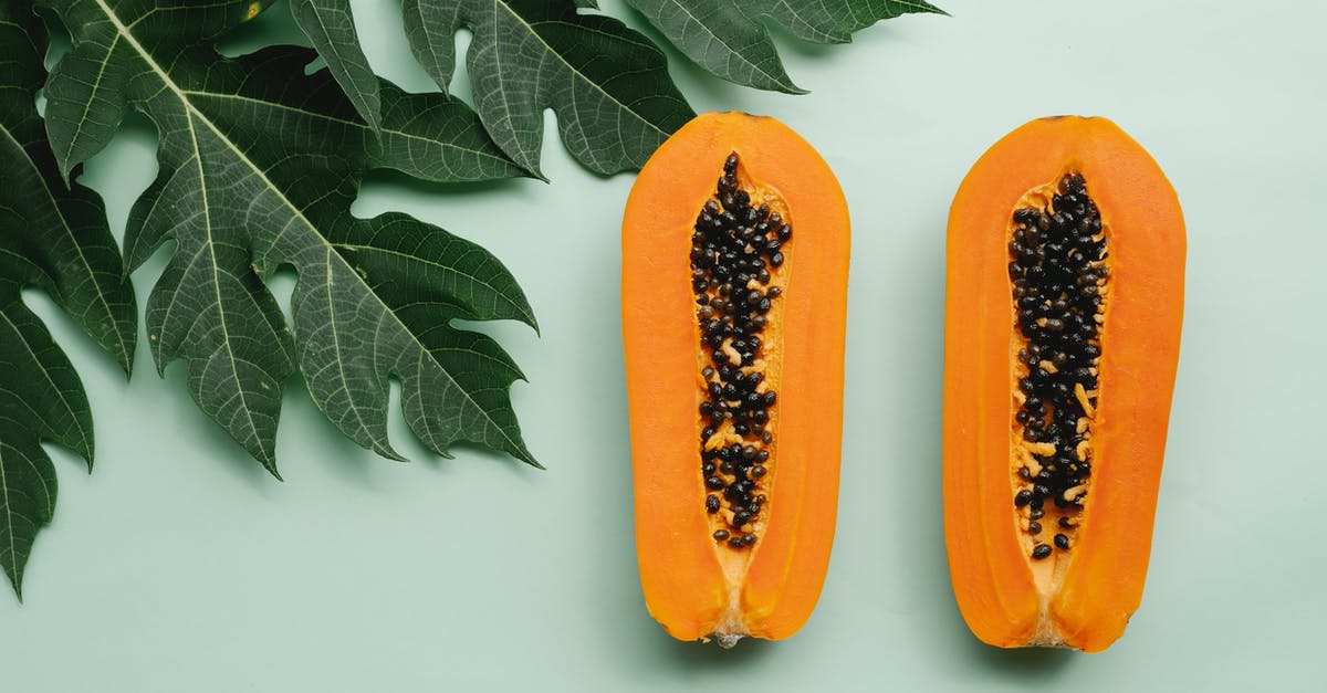 Is there a papaya substitute in salads? - Halves of papaya on green background