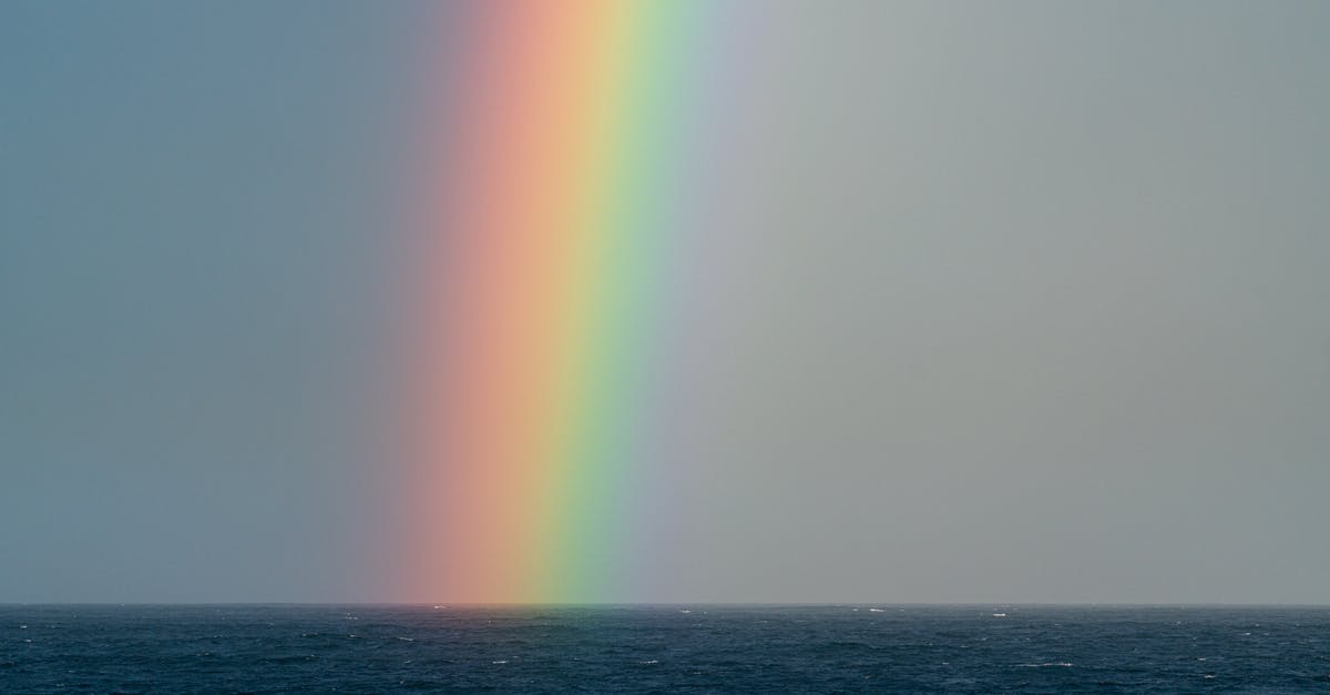 Is there something special about bubbly water? - Bright rainbow over rippling sea Is there something special about bubbly water? - Bright rainbow over rippling sea