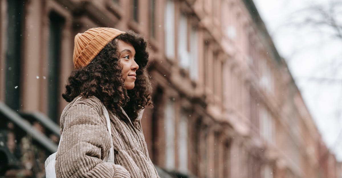 Is this some kind of warming oven? - Contemplative black woman on street in snowfall Is this some kind of warming oven? - Contemplative black woman on street in snowfall