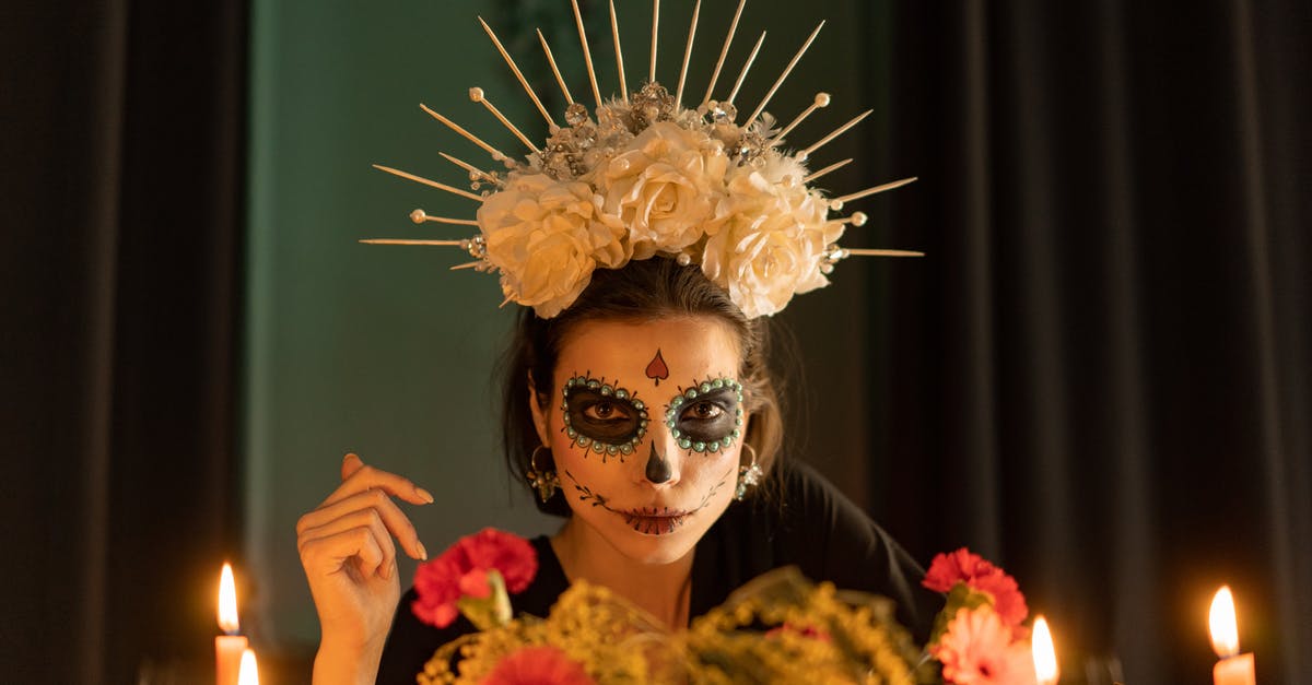 issues with mexican restaurant-style white cheesedip - Woman in Skeleton Make Up with Floral Crown Headdress issues with mexican restaurant-style white cheesedip - Woman in Skeleton Make Up with Floral Crown Headdress