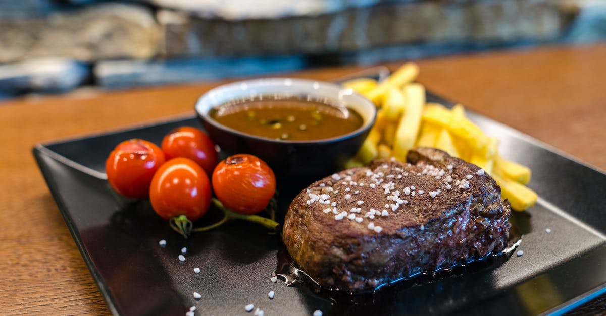 Kosher salt vs. Table salt for rib eye steak - Steak With French Fries and Red Fruits Kosher salt vs. Table salt for rib eye steak - Steak With French Fries and Red Fruits