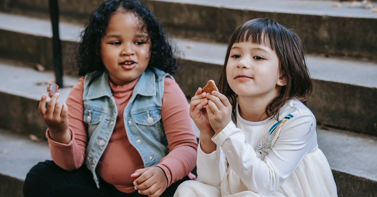Little bit of an odd question, but what does pelican taste like? - Cute diverse little girls eating delicious sweet cookies while sitting on stairs and spending weekend Little bit of an odd question, but what does pelican taste like? - Cute diverse little girls eating delicious sweet cookies while sitting on stairs and spending weekend