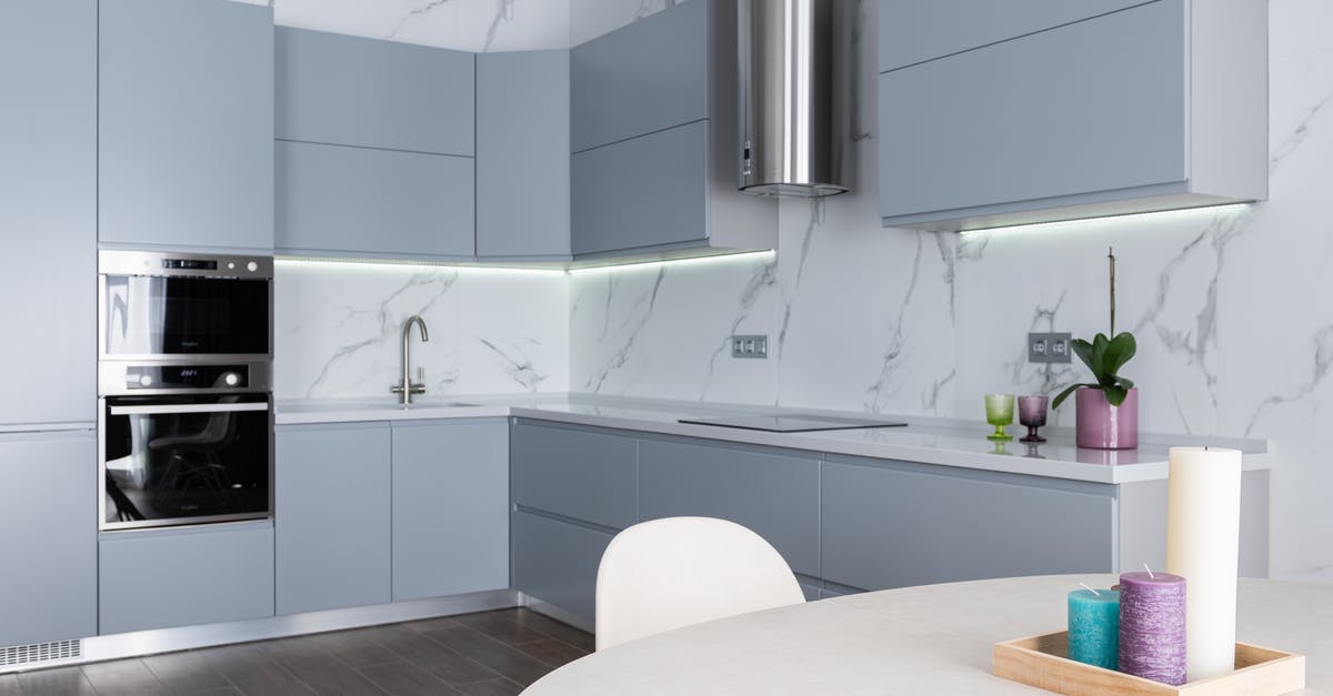 Lysol on microwave, how to clean off? - Interior of contemporary kitchen with aromatic candles