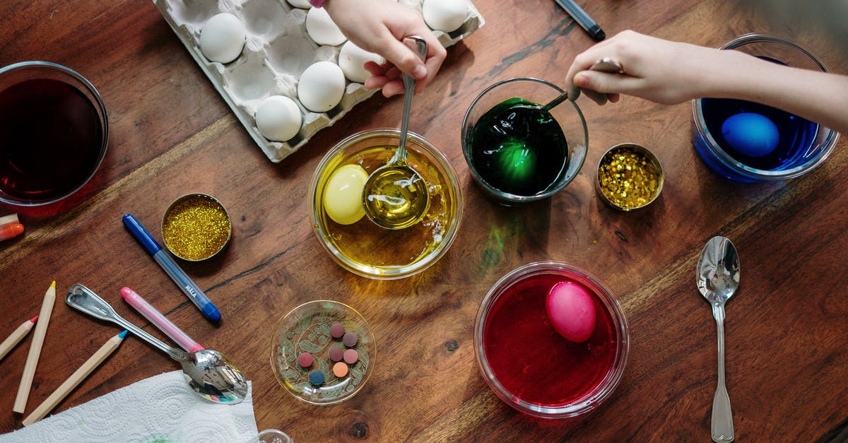 Making butter at home - Eggs Dip on Colorful Liquids Making butter at home - Eggs Dip on Colorful Liquids