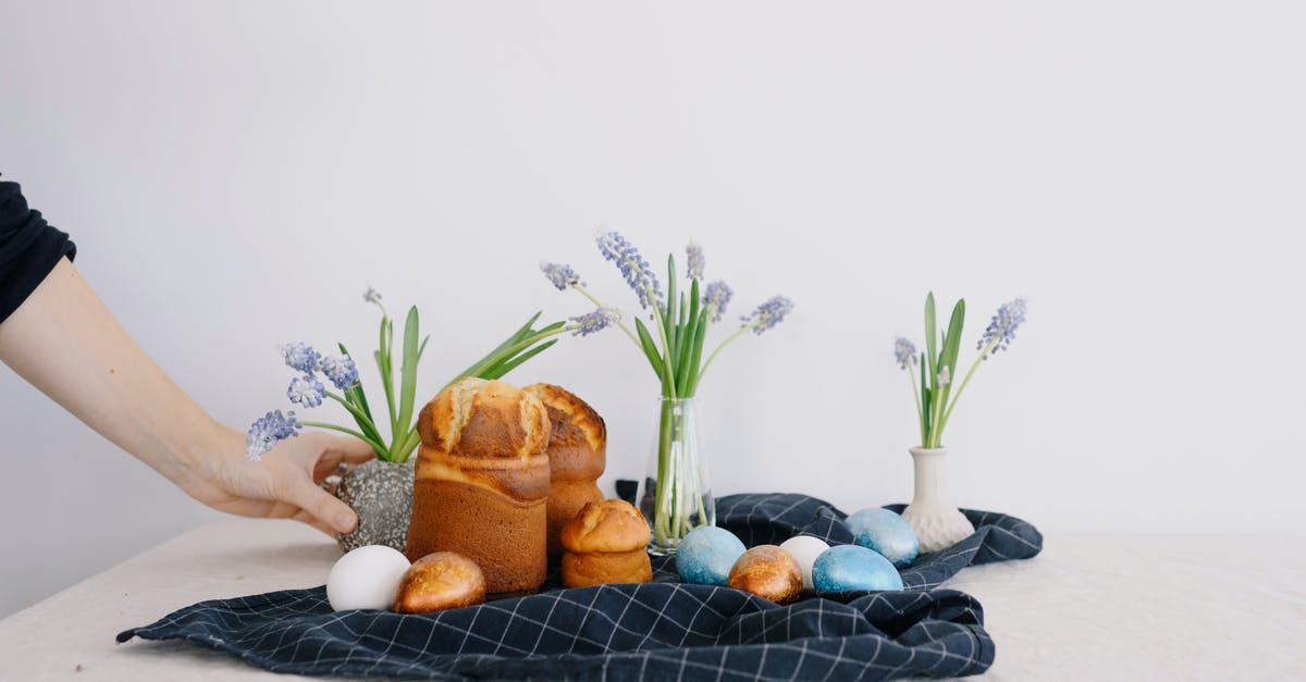 Muffins are fluffy, but crumbly - Muffins and Easter Eggs With Flowers on a Table Muffins are fluffy, but crumbly - Muffins and Easter Eggs With Flowers on a Table