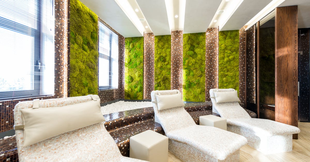 Mushroom mousse(-ish) that takes well moderate heat - Comfortable tiled loungers in contemporary wellness center in daylight