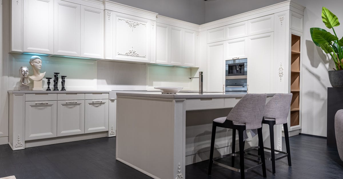 New Oven in the US, Which would home cooks prefer? - Trendy interior design of modern kitchen with white furniture and built in appliances New Oven in the US, Which would home cooks prefer? - Trendy interior design of modern kitchen with white furniture and built in appliances
