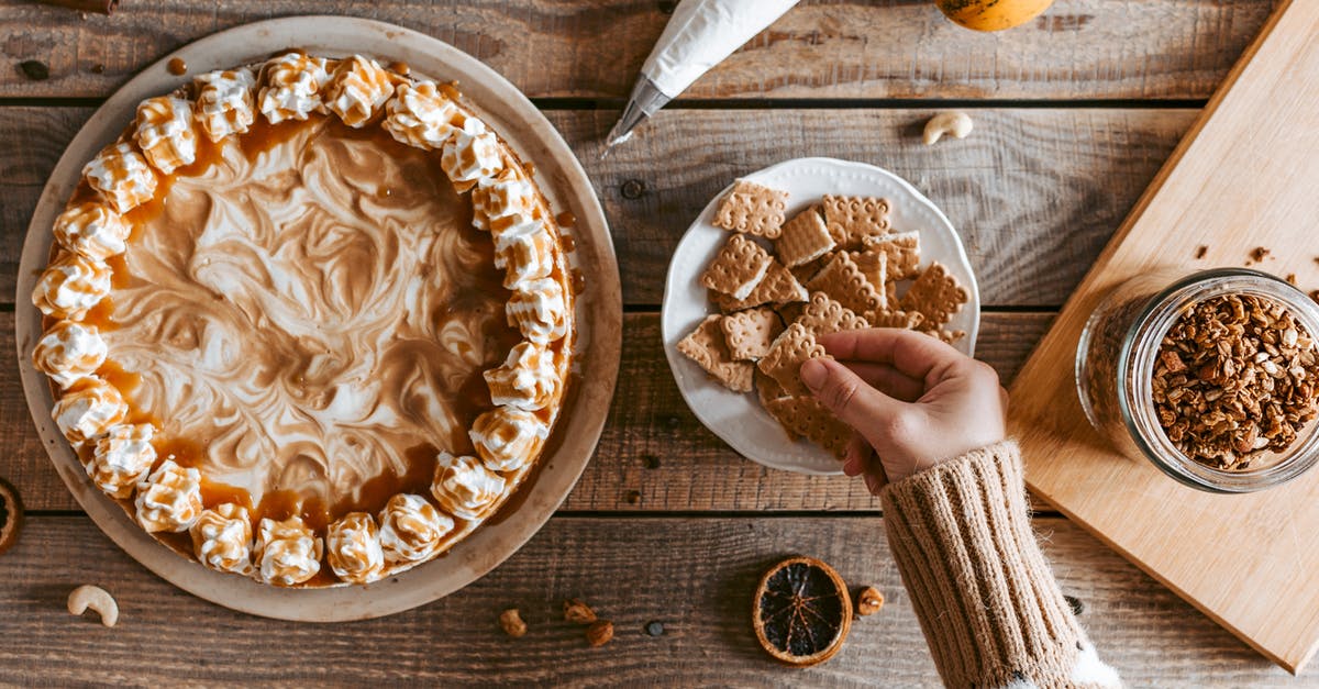 Off flavor whipped cream from an ISI charger - Crop unrecognizable woman taking cookie served on table near pie Off flavor whipped cream from an ISI charger - Crop unrecognizable woman taking cookie served on table near pie