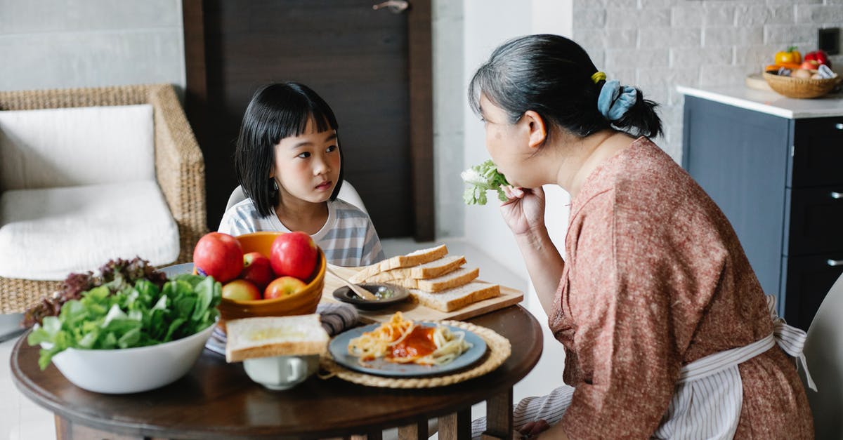 Please help identifying this herb - Ethnic mom giving salad leaf to girl while eating together at table in lunch time Please help identifying this herb - Ethnic mom giving salad leaf to girl while eating together at table in lunch time