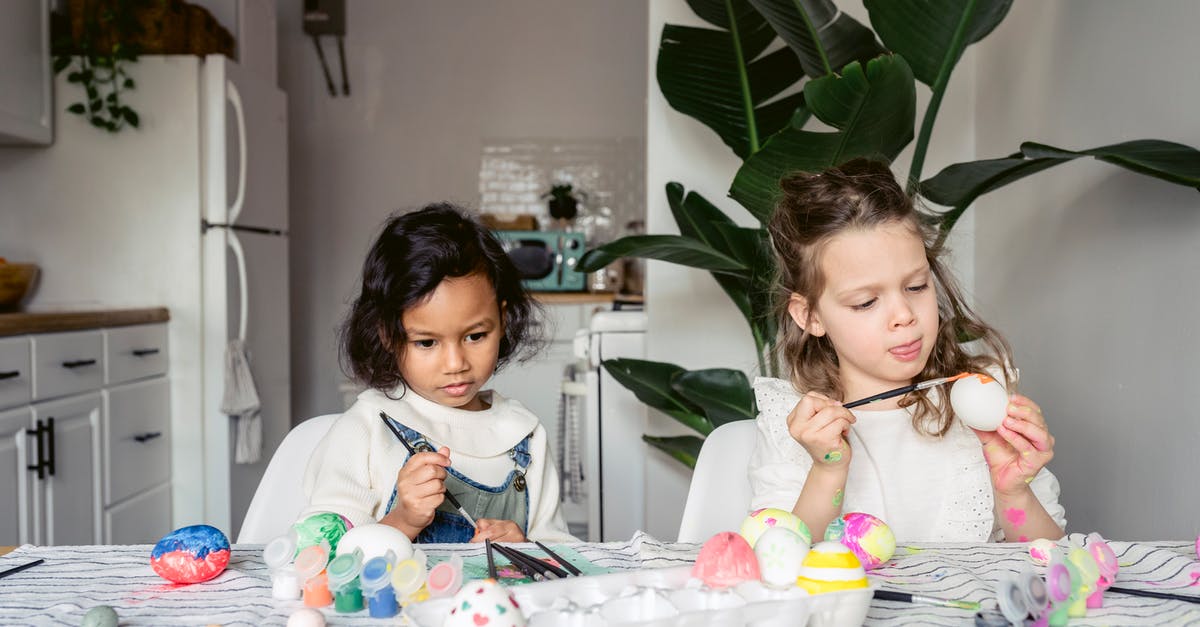 Premix and refrigerate egg omelettes - Diverse girls painting Easter eggs Premix and refrigerate egg omelettes - Diverse girls painting Easter eggs