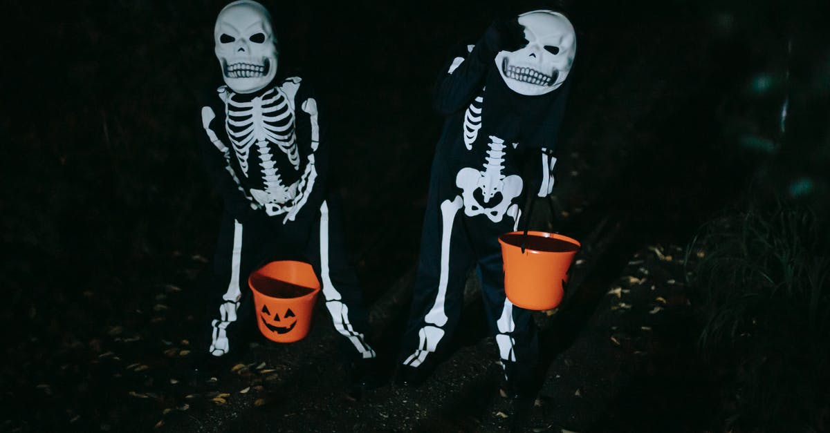 Pumpkin mousse looks grainy and slightly watery - Children in Halloween costumes in forest Pumpkin mousse looks grainy and slightly watery - Children in Halloween costumes in forest