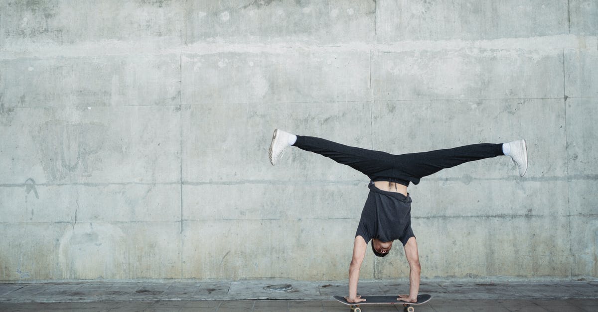Recreating New York street vendors' "halal chicken over rice" - Anonymous guy in activewear doing handstand on skateboard while riding alone near concrete wall and pavement Recreating New York street vendors' "halal chicken over rice" - Anonymous guy in activewear doing handstand on skateboard while riding alone near concrete wall and pavement