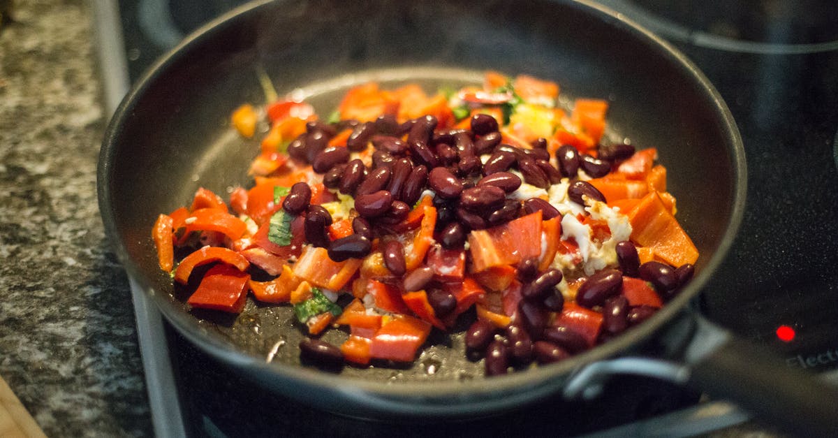 Red kidney beans, break up long cooking time - Vegetable Dish on Frying Pan Red kidney beans, break up long cooking time - Vegetable Dish on Frying Pan