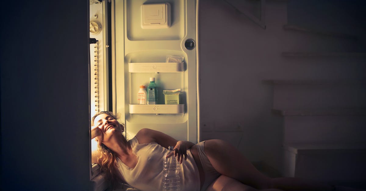 Refrigerator pickles in plastic? - Photo of Smiling Woman in White Vest and Panties Lying on Floor Next to Open Fridge with Her Eyes Closed Refrigerator pickles in plastic? - Photo of Smiling Woman in White Vest and Panties Lying on Floor Next to Open Fridge with Her Eyes Closed