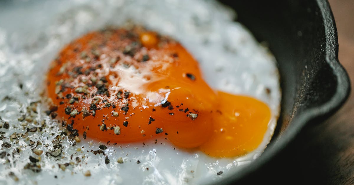 Repairing the Seasoning on a Cast Iron Pan - Fried egg with condiment in frying pan Repairing the Seasoning on a Cast Iron Pan - Fried egg with condiment in frying pan