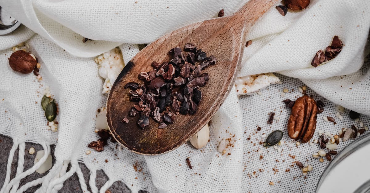 Roasted Hazelnut soil? - Crushed Nuts on Brown Wooden Spoon Roasted Hazelnut soil? - Crushed Nuts on Brown Wooden Spoon