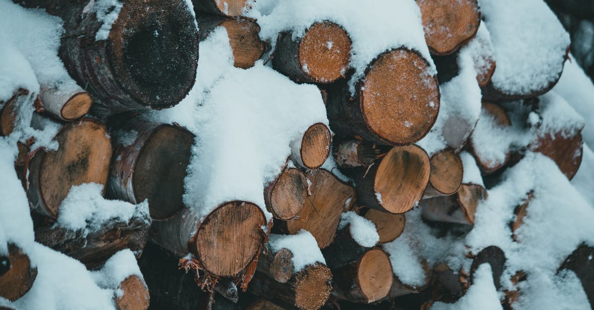 Rough guidelines for oven temperatures - Pile of firewood covered with snow Rough guidelines for oven temperatures - Pile of firewood covered with snow