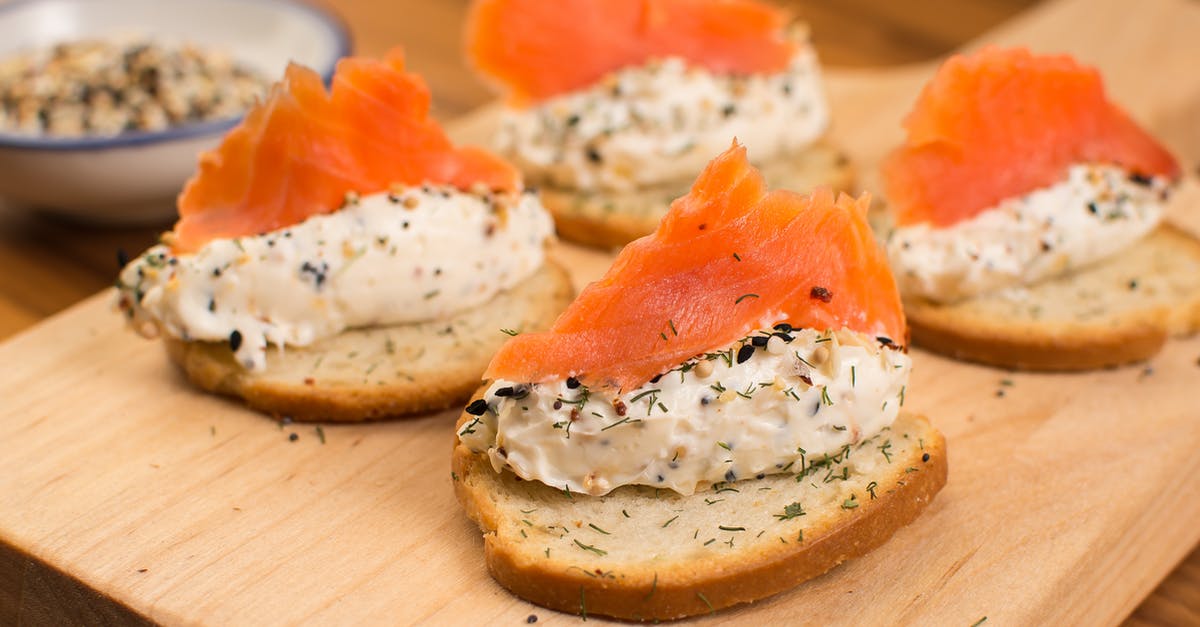 Salmon patties with cream cheese? - Delicious Salmon Toasts on a Wooden Chopping Board Salmon patties with cream cheese? - Delicious Salmon Toasts on a Wooden Chopping Board