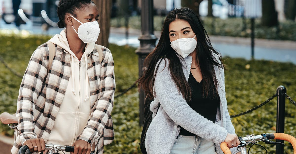 Salted chicken safe refrigeration time [duplicate] - Multiethnic girlfriends in masks talking to each other while strolling with bicycles in park during COVID pandemic